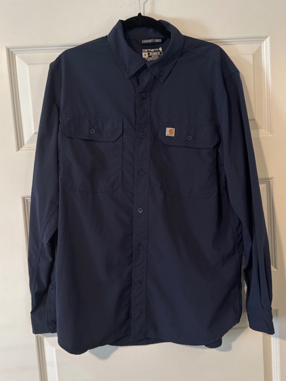 Carhartt blue long sleeve button up shirt